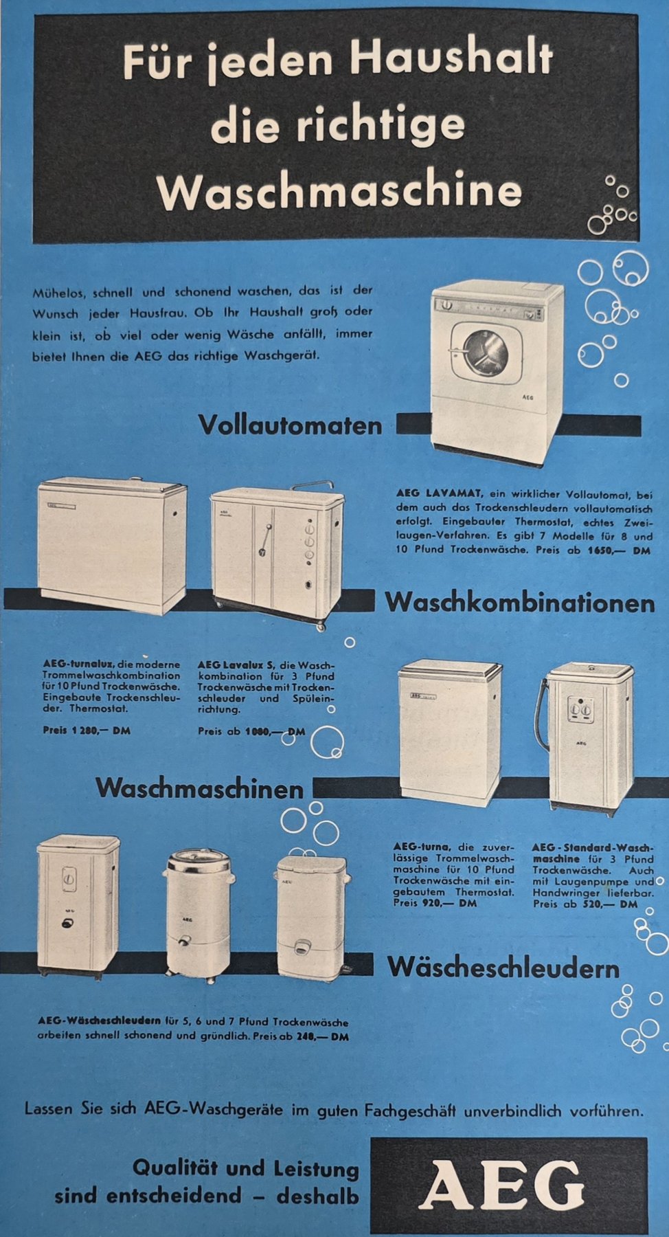 Anúncio antigo de AEG, 1959