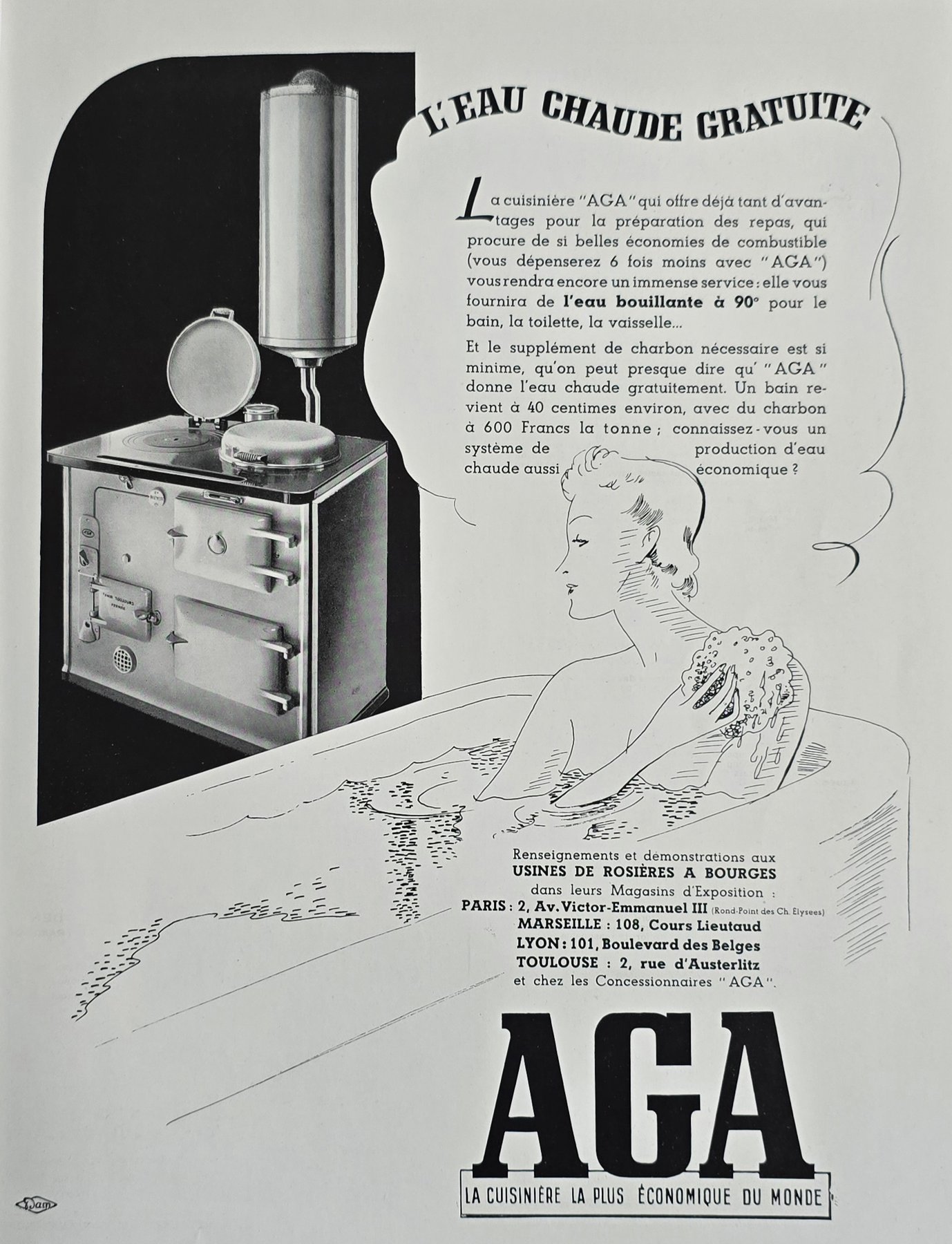 Anúncio antigo de AGA, 1939
