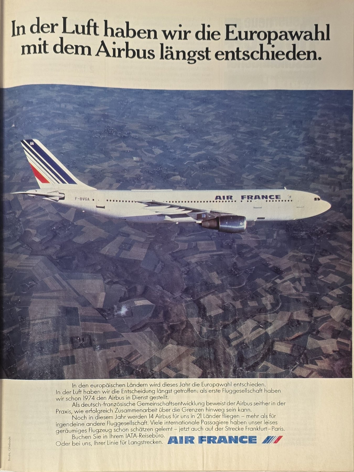 Alte Anzeige von Air France, 1979