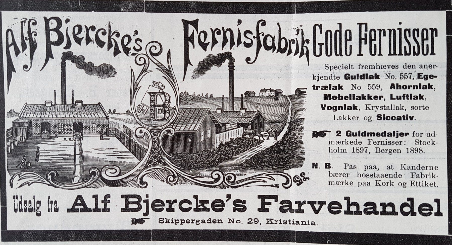 Alte Anzeige von Alf Bjercke, 1904