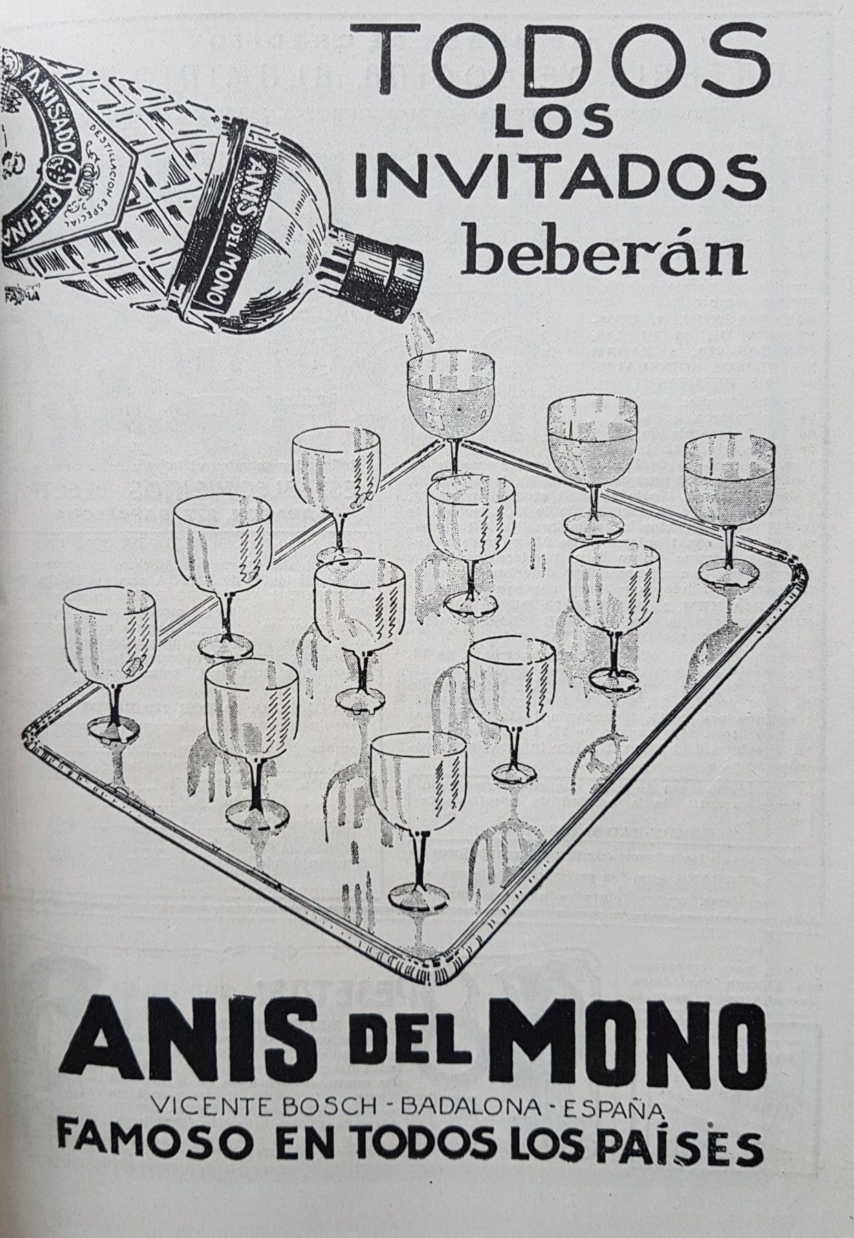 Anúncio antigo de Anis del Mono, 1922