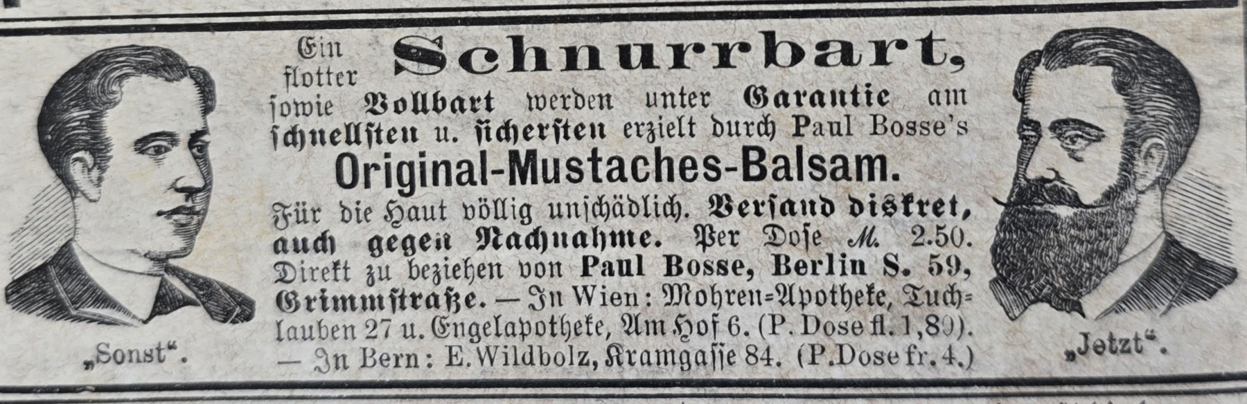 Anúncio antigo de Paul Bosse, 1887