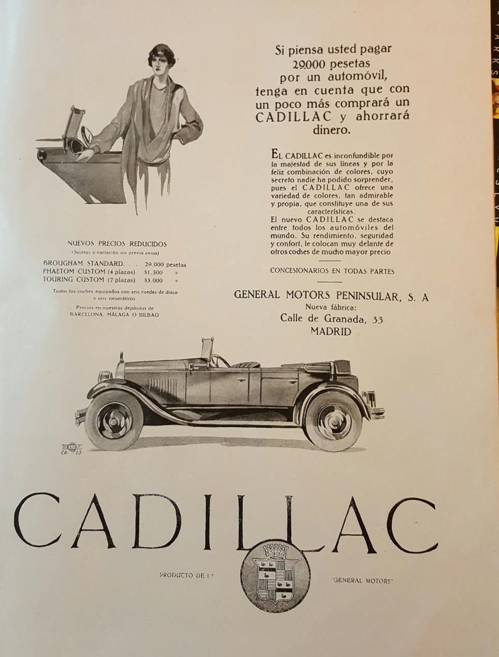 Anúncio antigo de Cadillac, 1927
