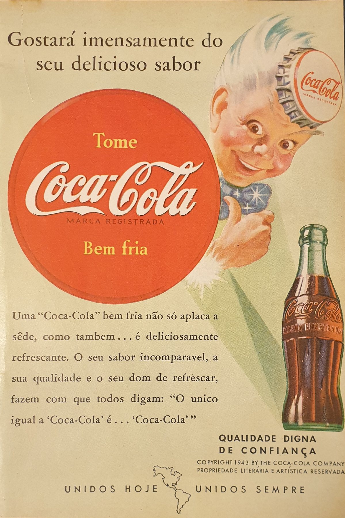 Anúncio antigo de Coca-Cola, 1943