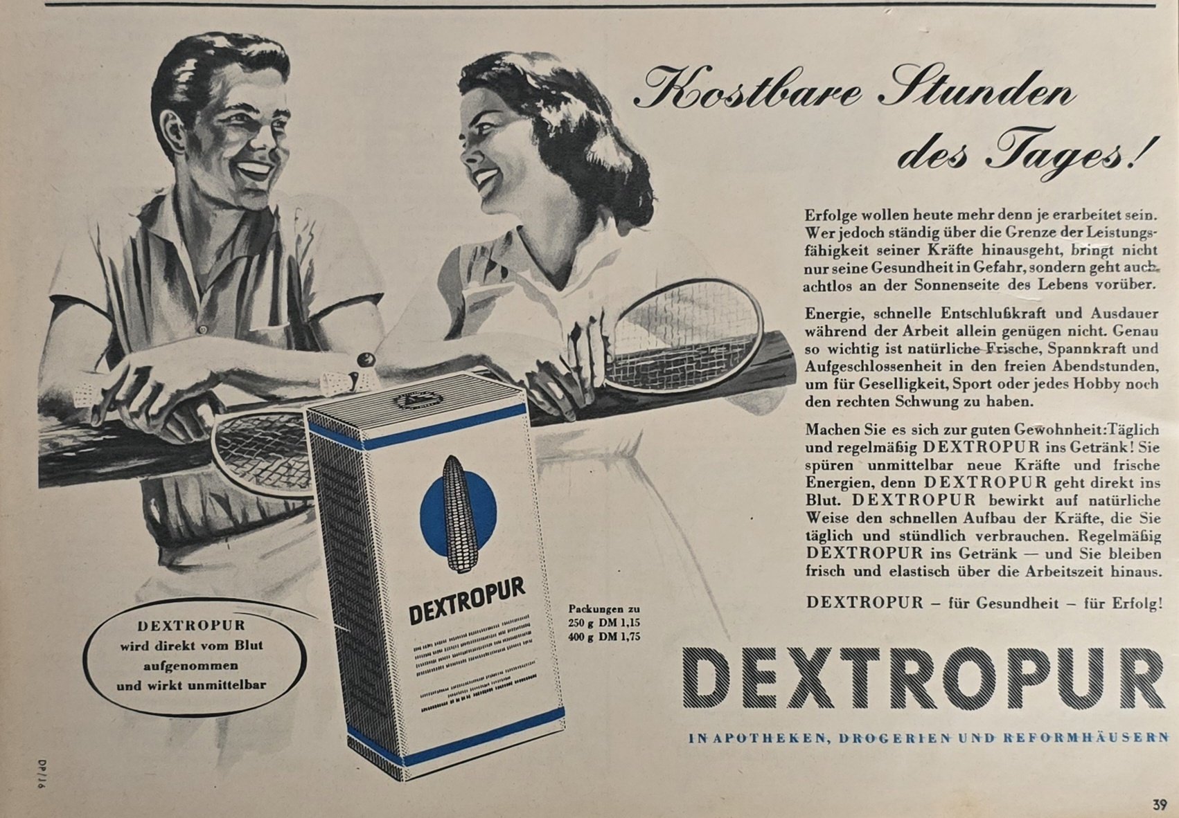 Anúncio antigo de Dextropur, 1959