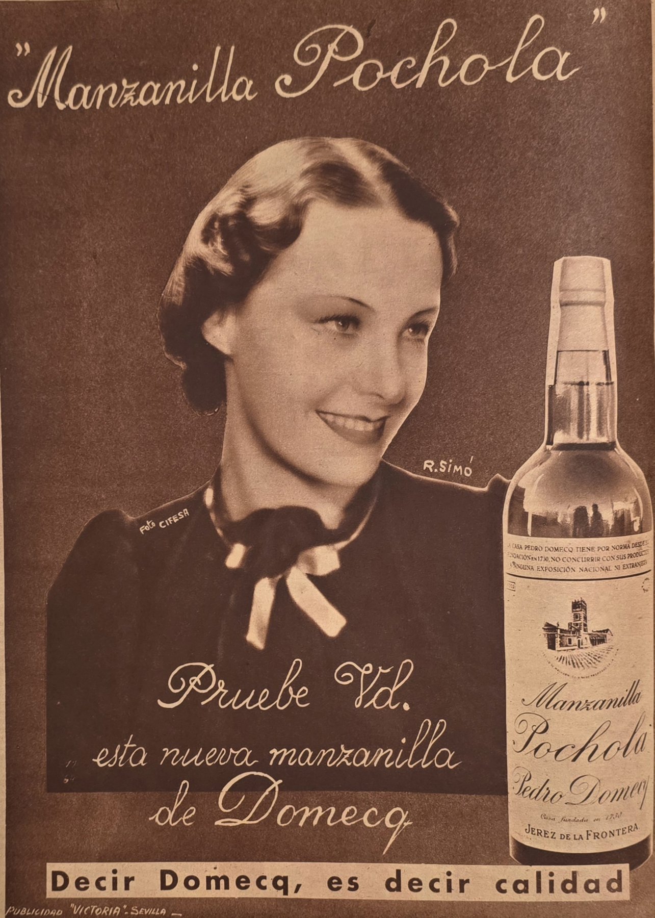 Anúncio antigo de Domecq, 1938