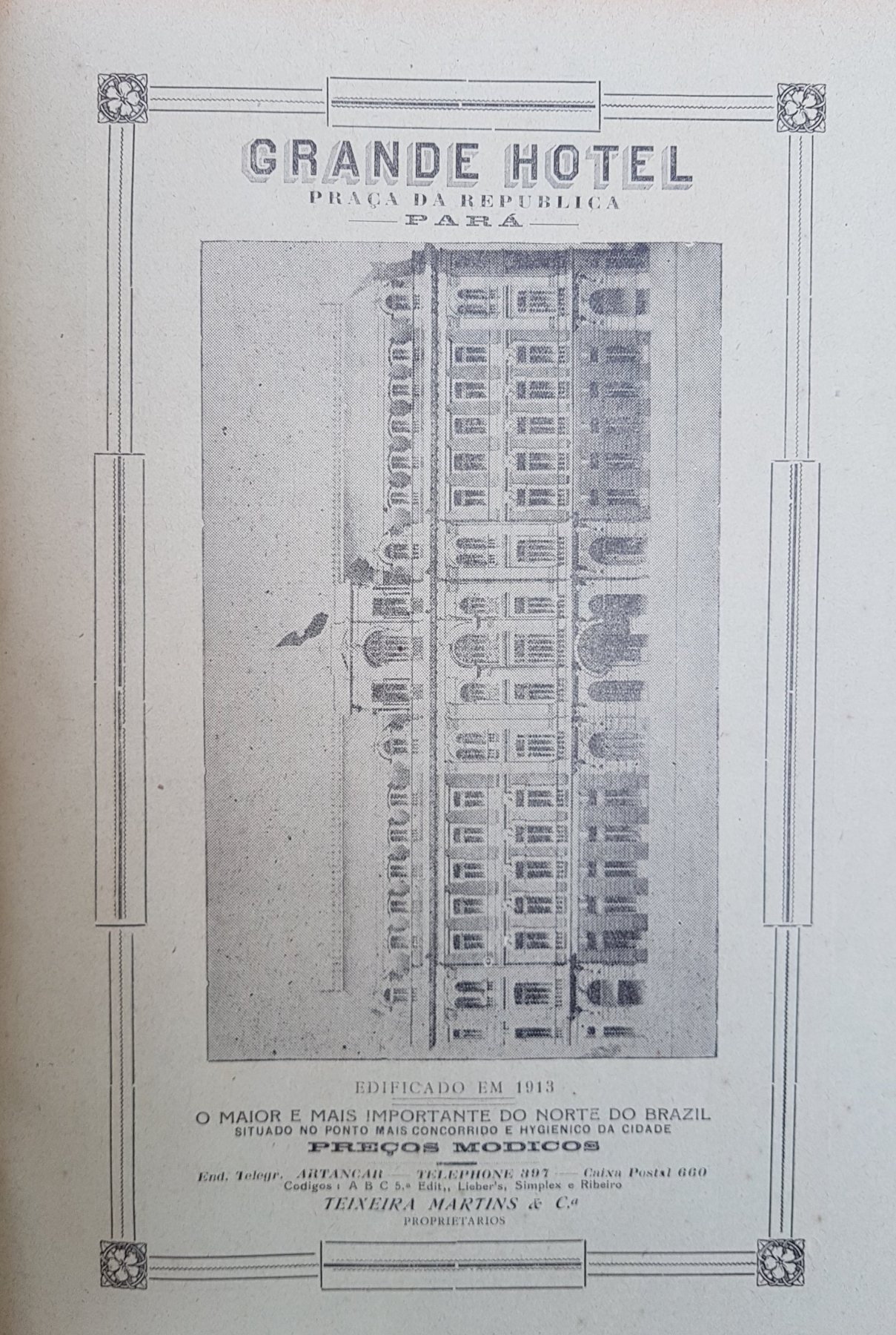 Anúncio antigo de Grande Hotel, 1915