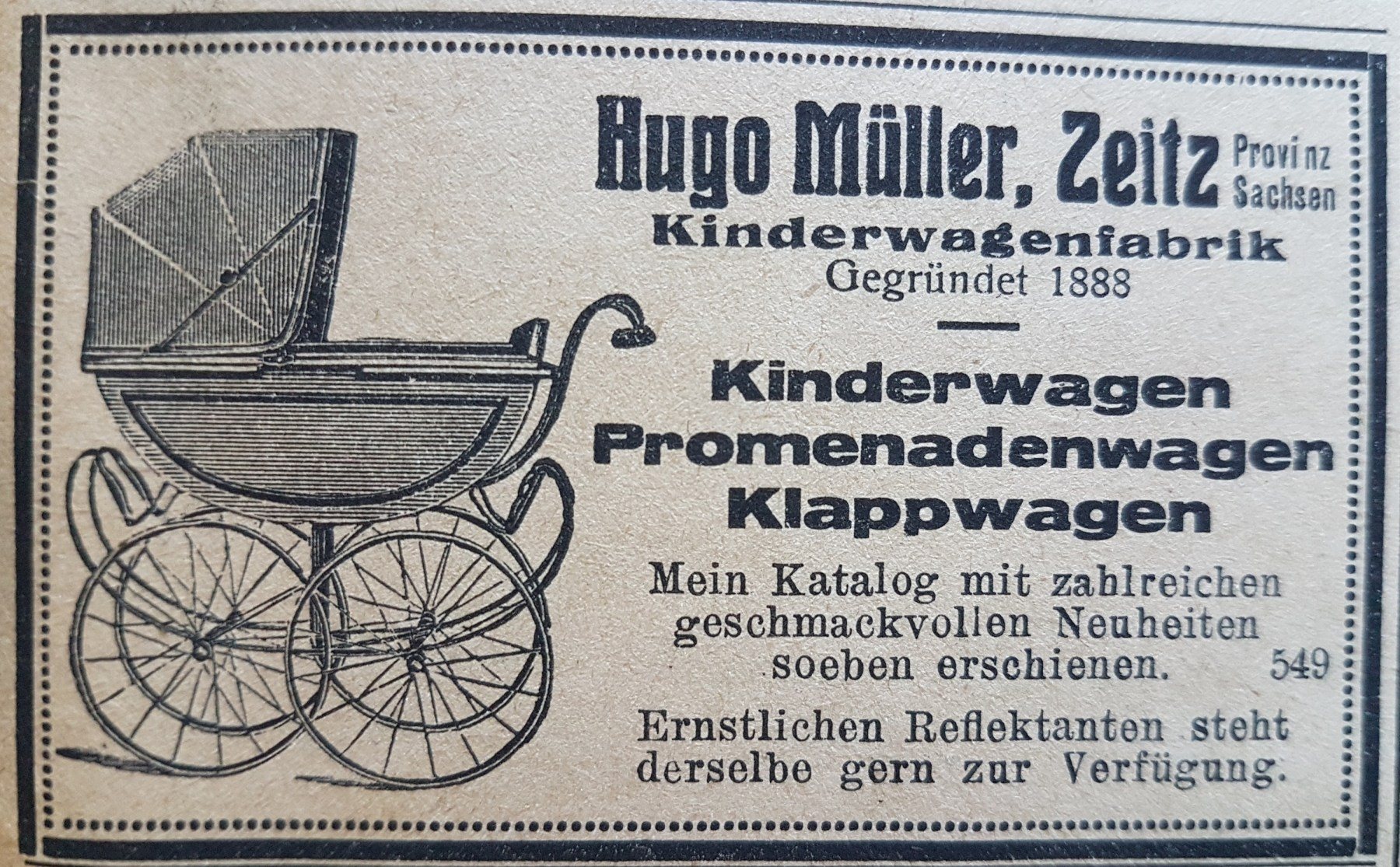 Anúncio antigo de Hugo Müller, 1920