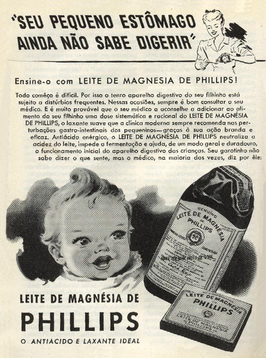 Anúncio antigo de Leite de Magnésia Phillips, 1947