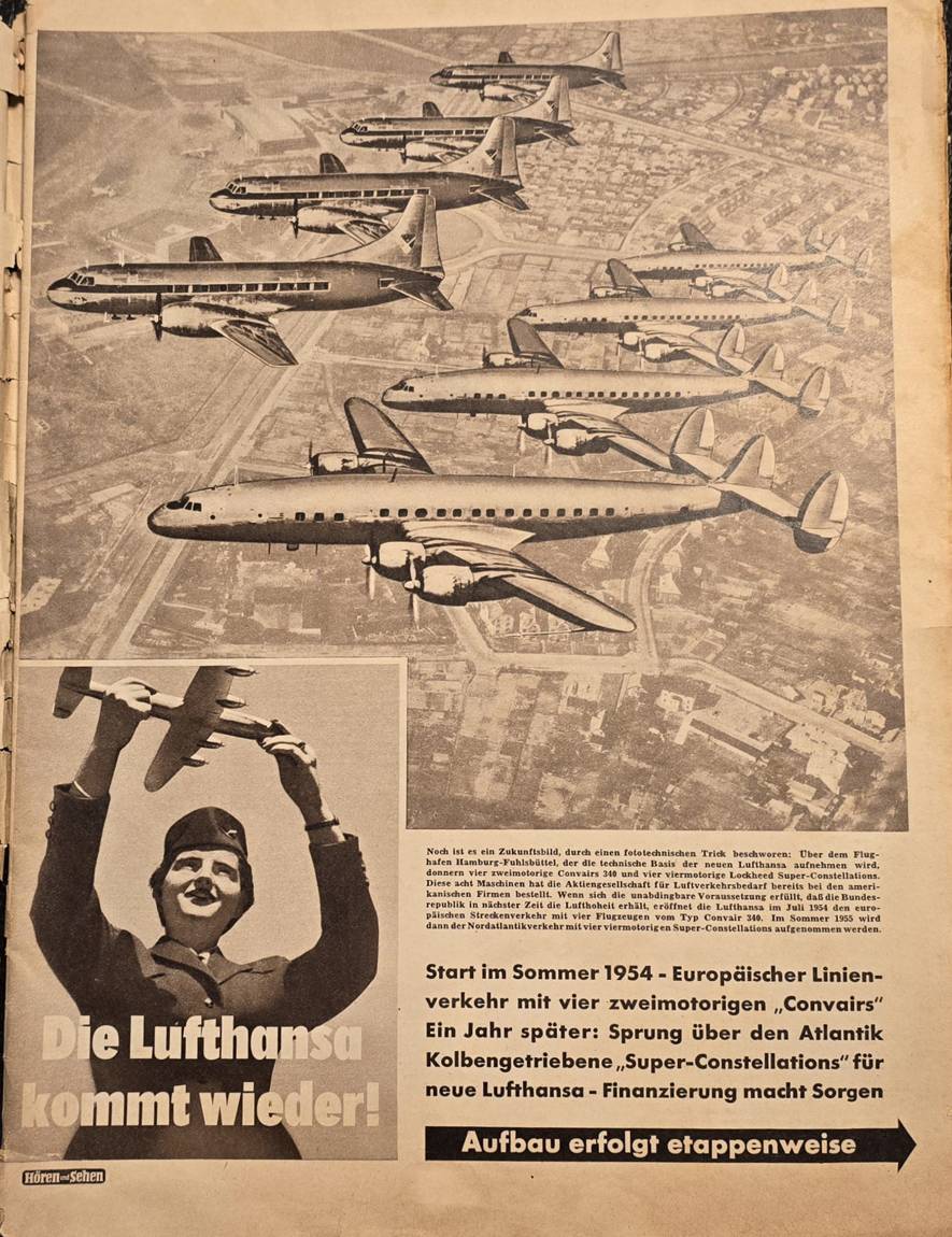 Anúncio antigo de Lufthansa, 1953