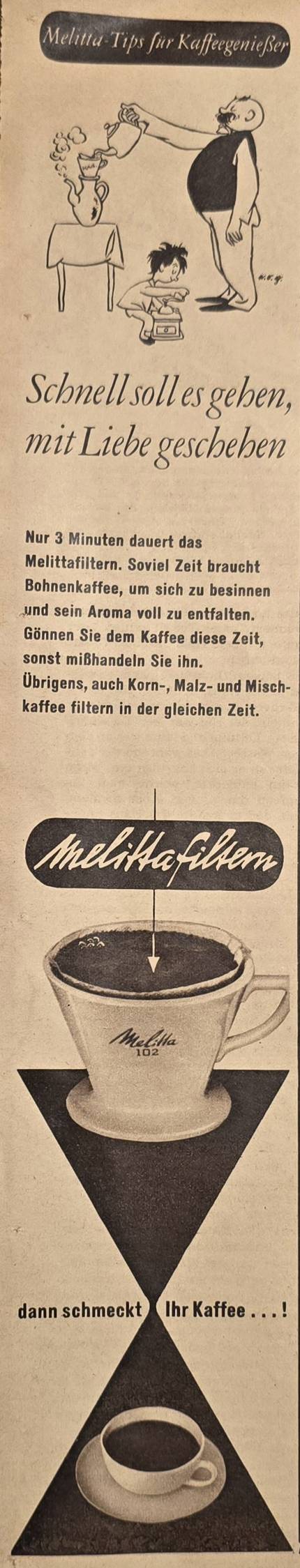 Anúncio antigo de Melitta, 1953