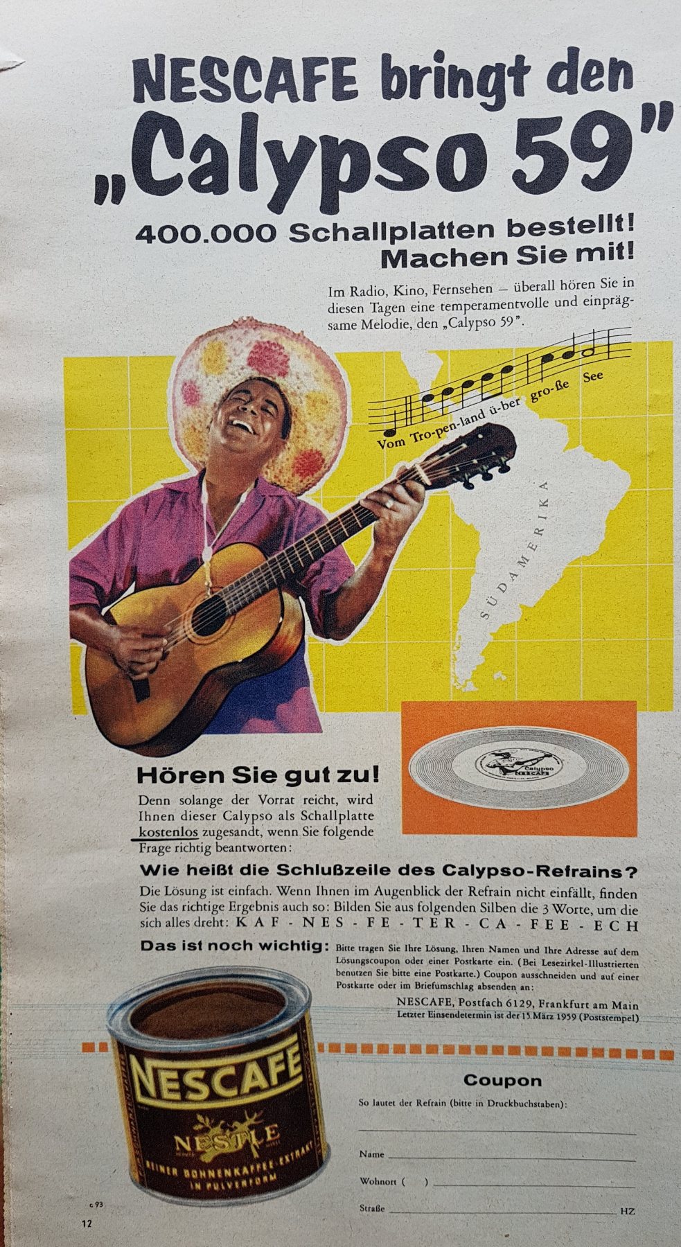 Anúncio antigo de Nescafé, 1959