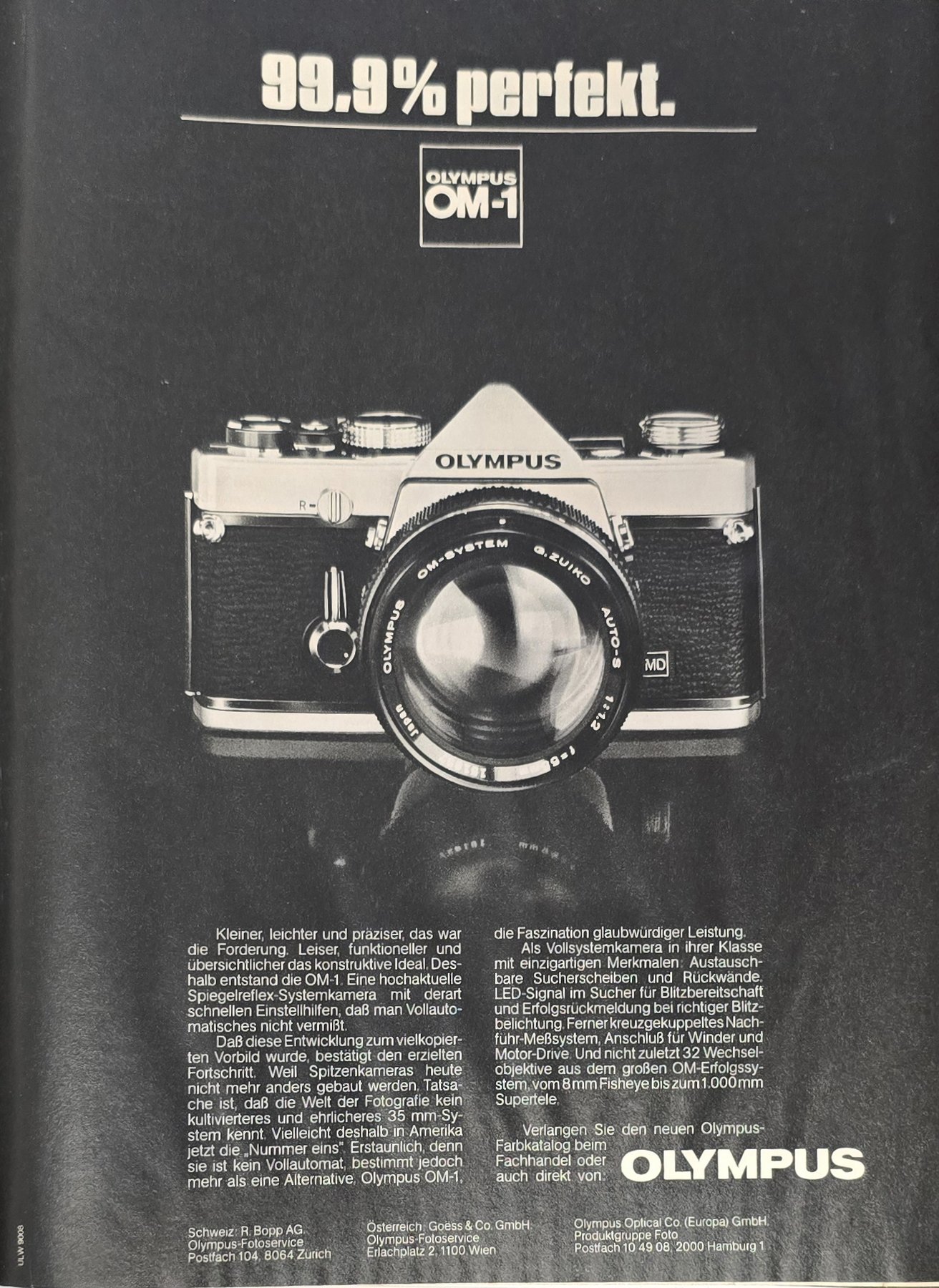 Anúncio antigo de Olympus, 1979