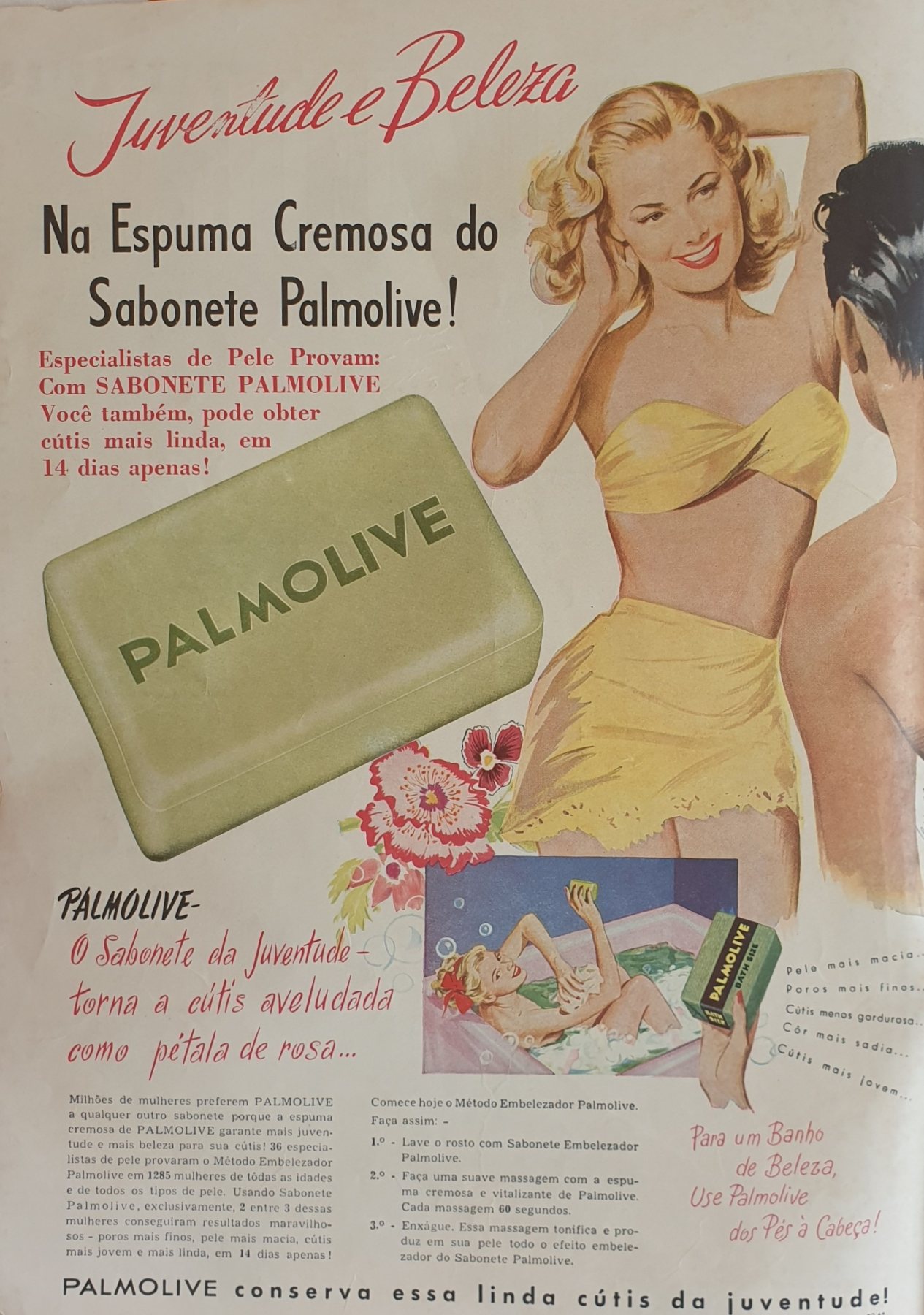 Anúncio antigo de Palmolive, 1950