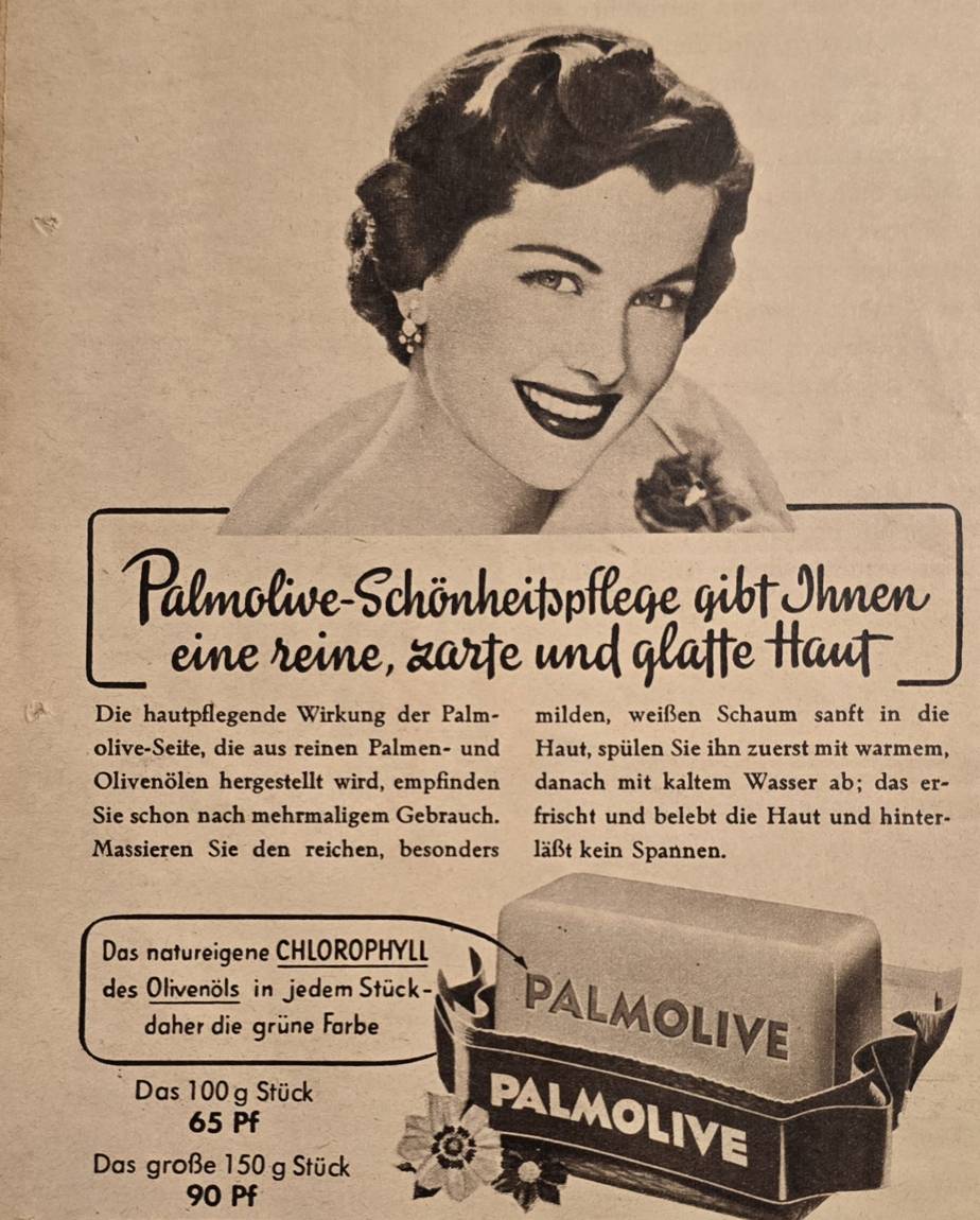 Anúncio antigo de Palmolive, 1953