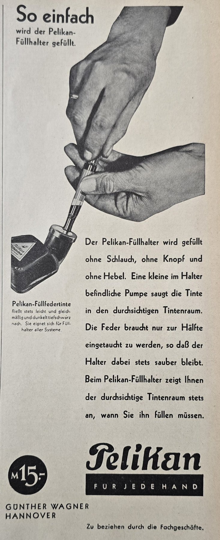 Anúncio antigo de Pelikan, 1930