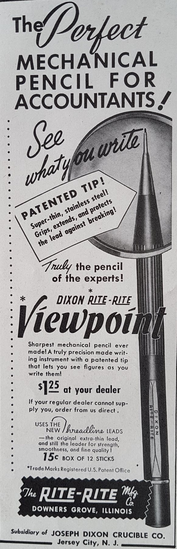 Anuncio antiguo de Dixon Rite-Rite, 1948
