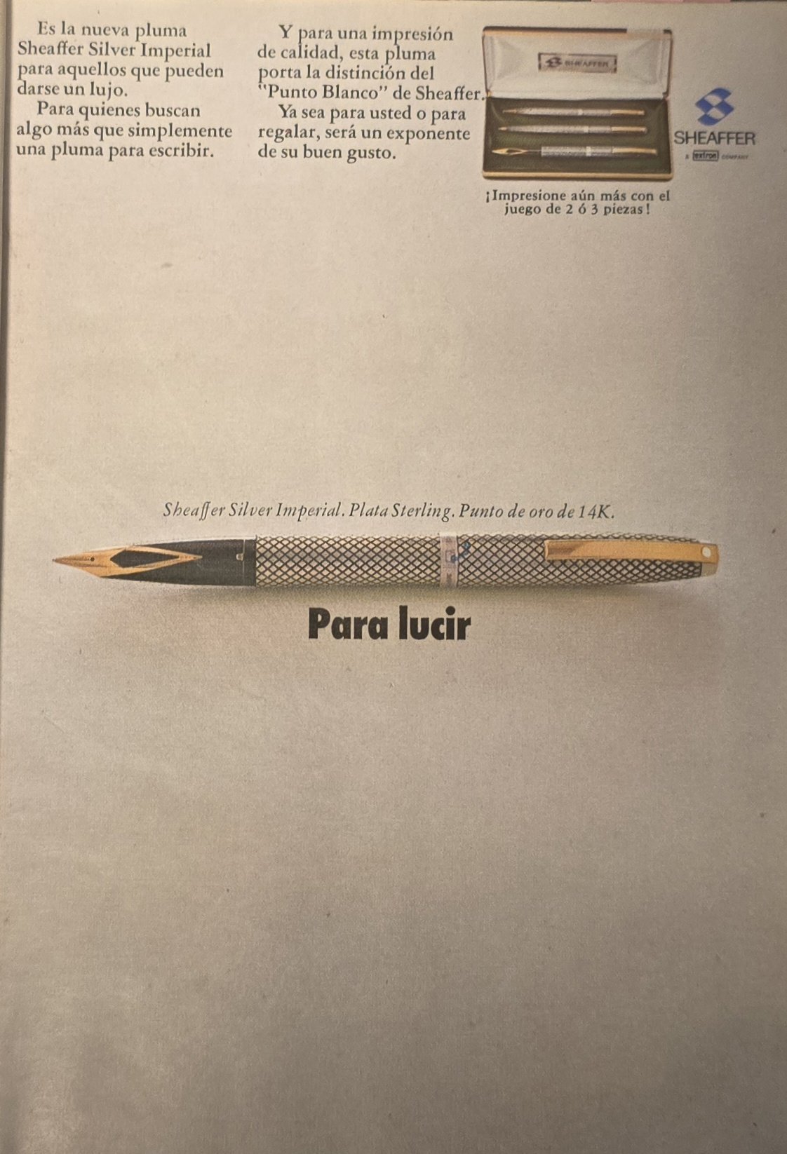 Alte Anzeige von Sheaffer, 1968