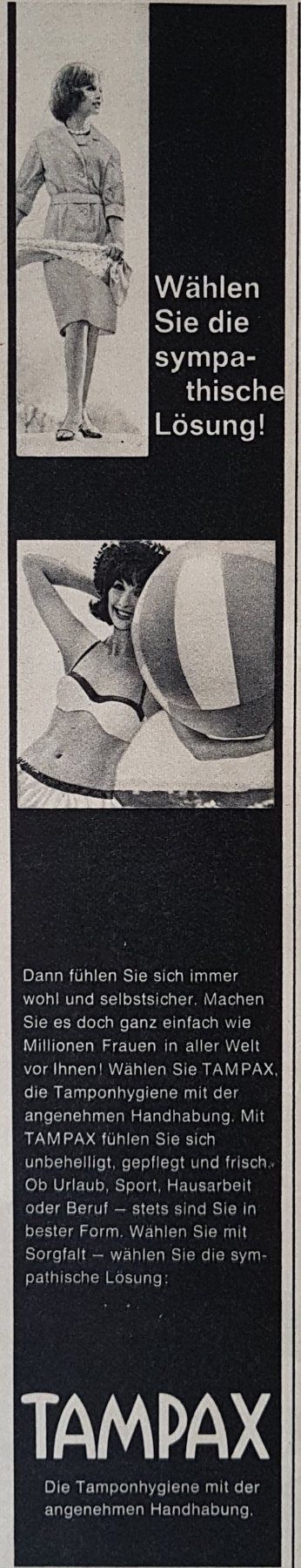 Anúncio antigo de Tampax, 1963
