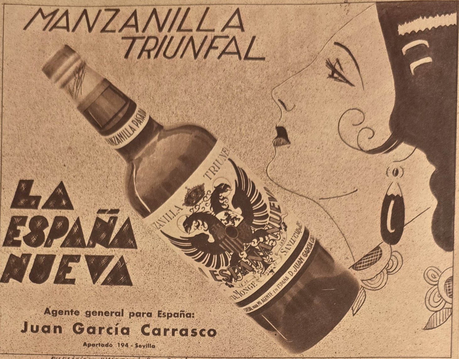 Anúncio antigo de Manzanilla Triunfal, 1938