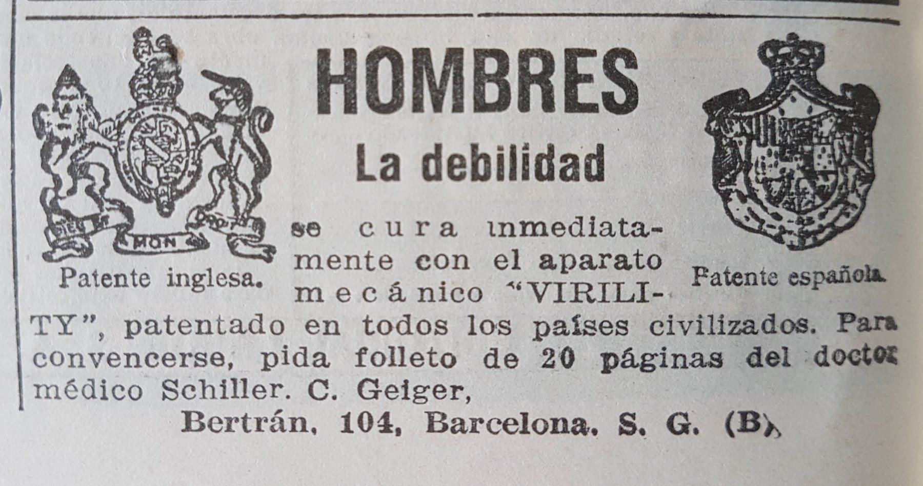Anúncio antigo de Virility, 1922