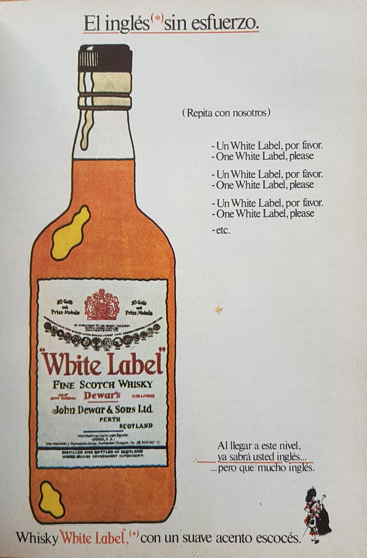 Anúncio antigo de White Label, 1977