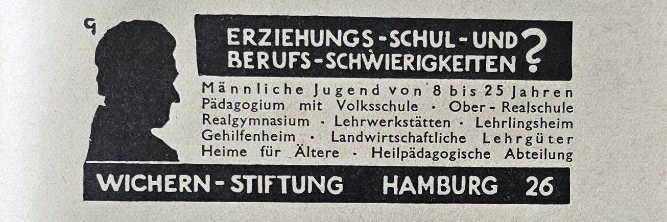Anúncio antigo de Wichern-Stiftung, 1930