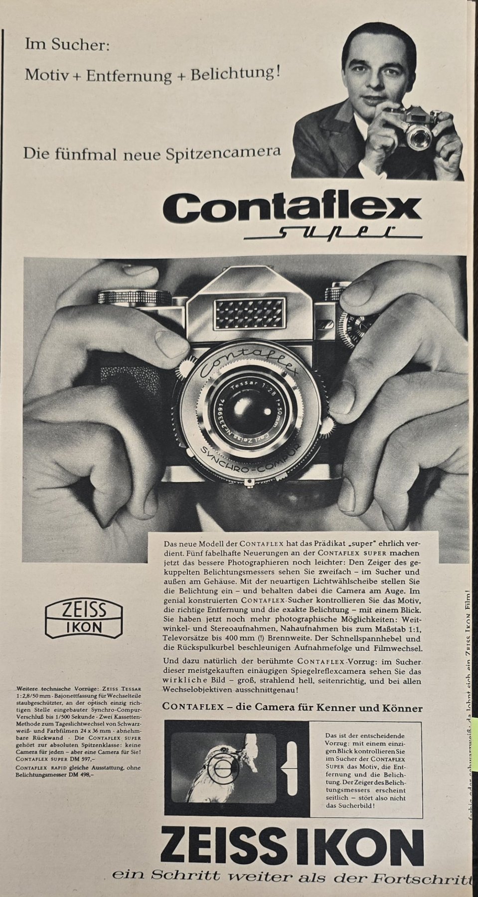 Anúncio antigo de Zeiss Ikon, 1959